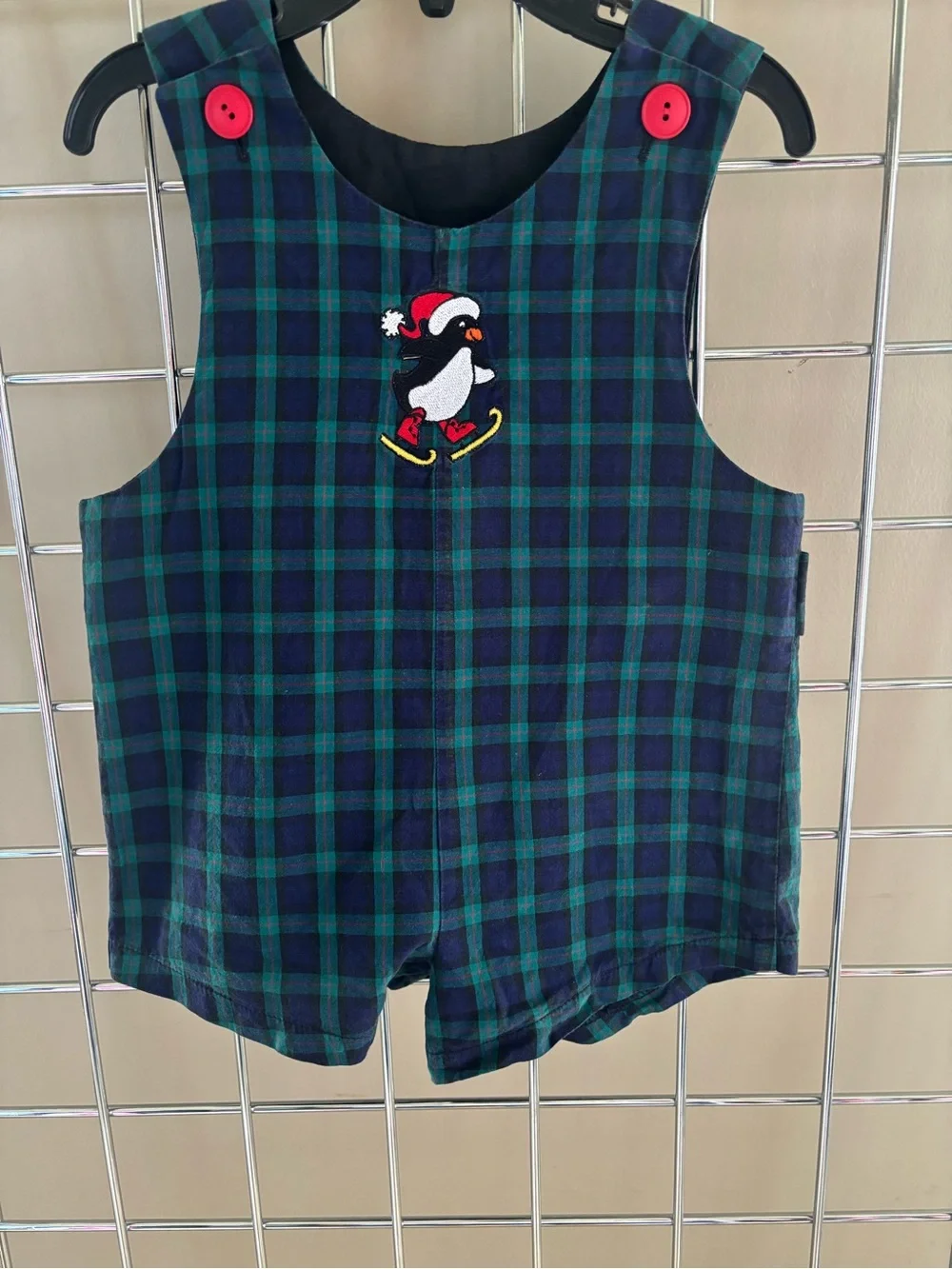 Vintage Penguin Santa Hat Embroidered One-Piece Romper 2T